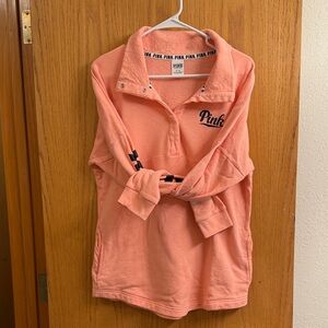 PINK Victoria's Secret Peach Quarter-Button Sweatshirt